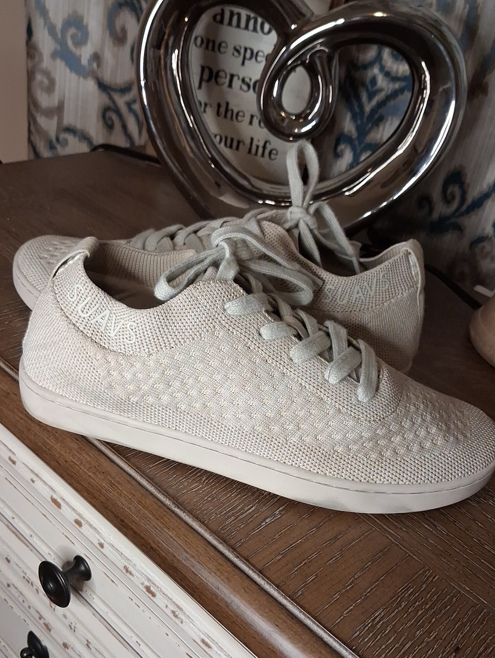 Suavs Women's Knit Sneakers in Light Beige
